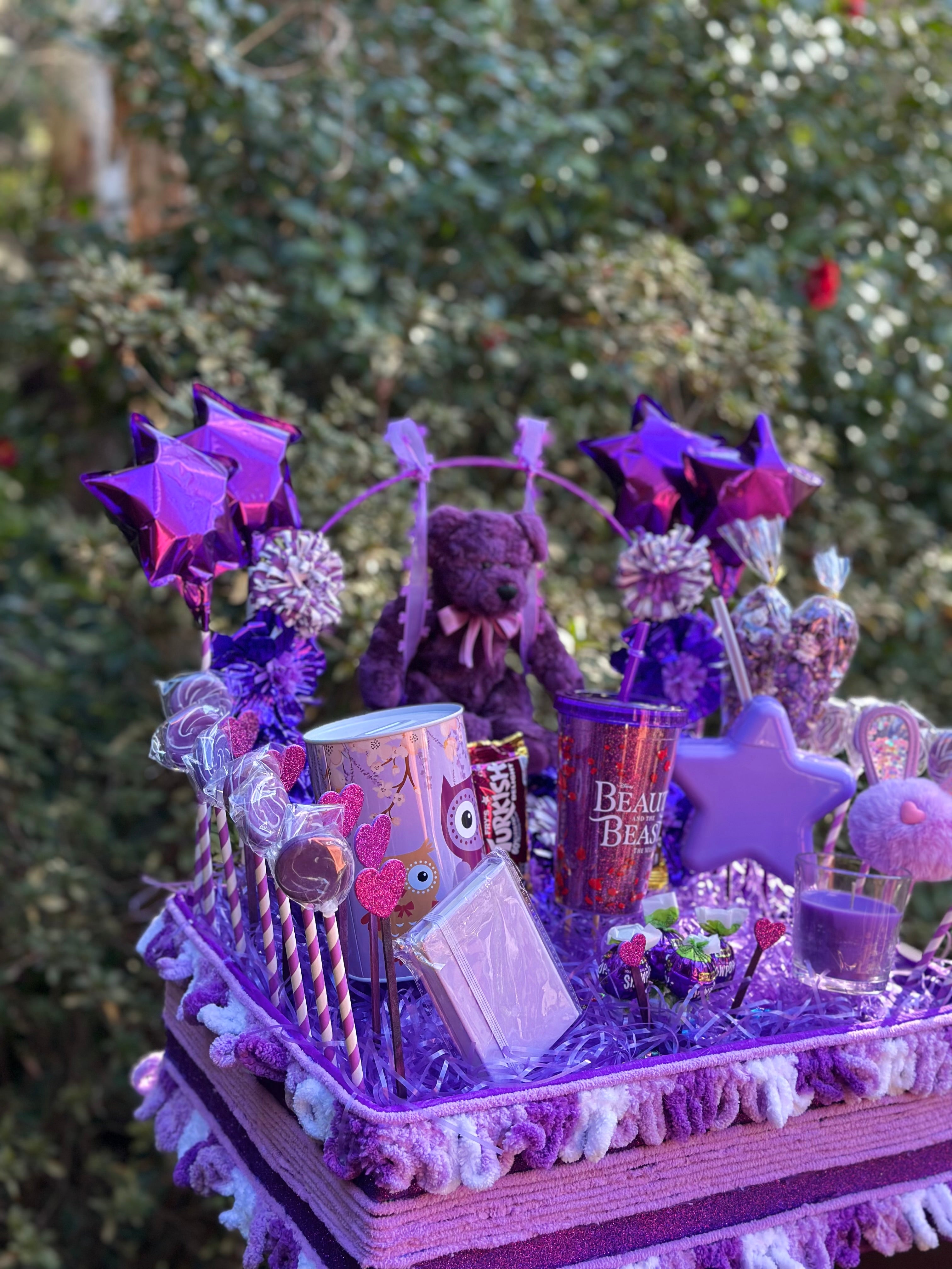 Purple Gift Box with Purple Teddy