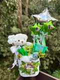 White Metal Vase with Teddy