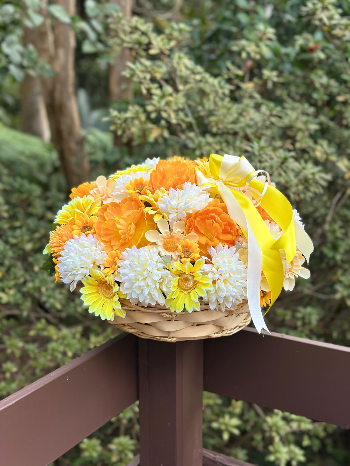 Round Yellow Flower Basket